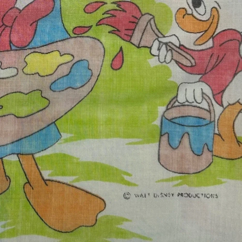 Vintage Disney Mickey Mouse Rainbow Twin Flat Sheet and Pillowcase Pacific Mills